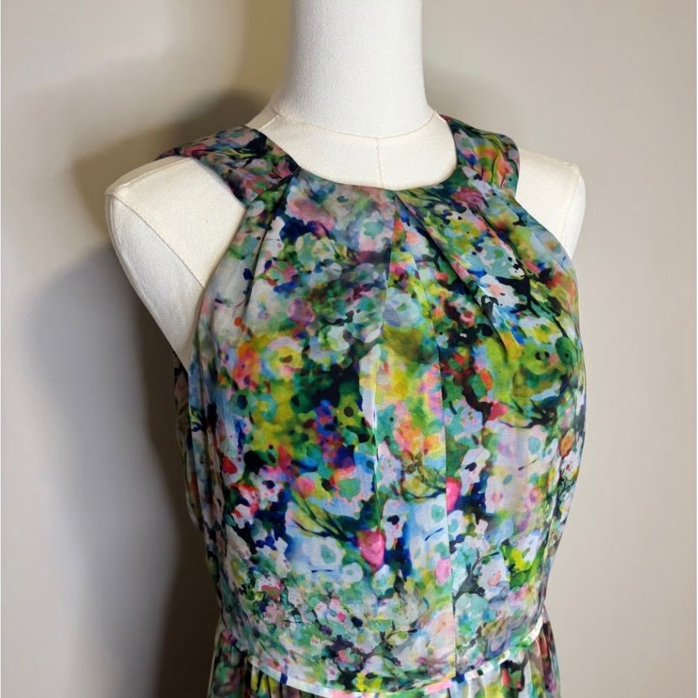 Shoshanna Womens 6‎ Watercolor Floral High Neck Sleeveless Mini Dress Multicolor